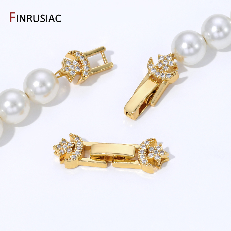 Jewelry Making Beads - Konektor Kancing Mutiara Berlapis Emas 18K,