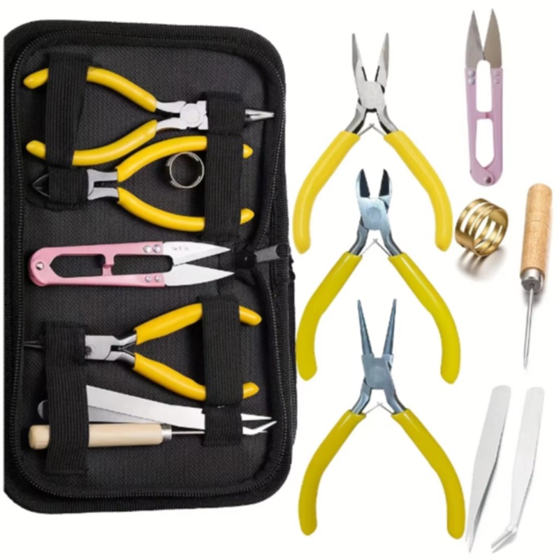 Jewelry Making Pliers Set - 8 Buah Kit Peralatan Perhiasan Kuning