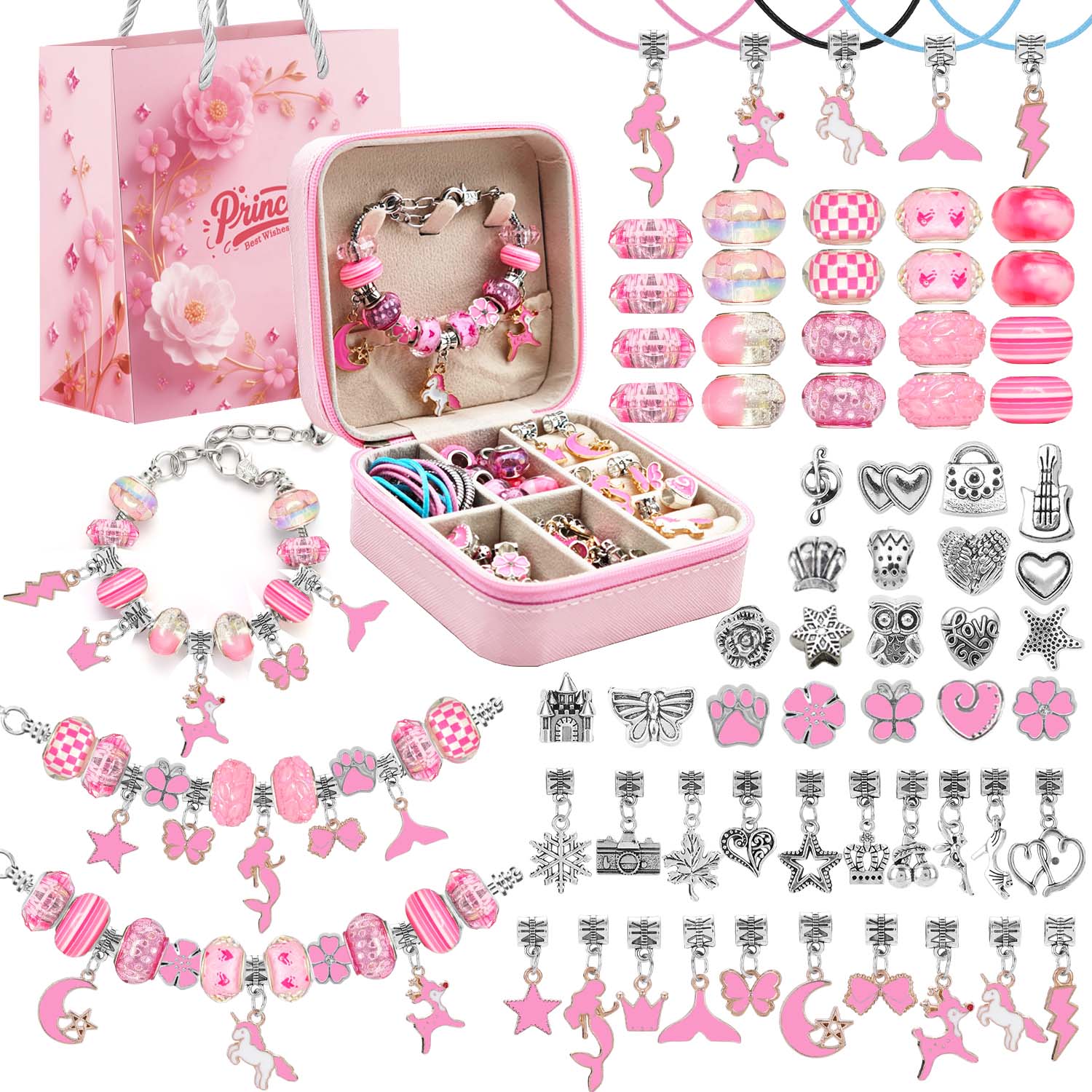 Jewelry Making With Resin - 68pcs Set Perhiasan Manik-manik Pink, Set
