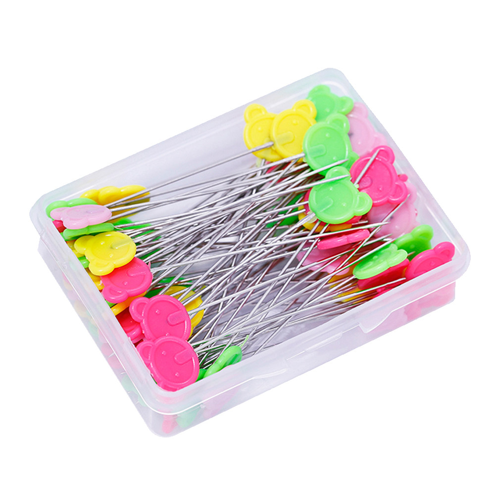 Head Pin Assorted - 50Pcs Jarum Peniti Kepala Beruang Warna-warni,
