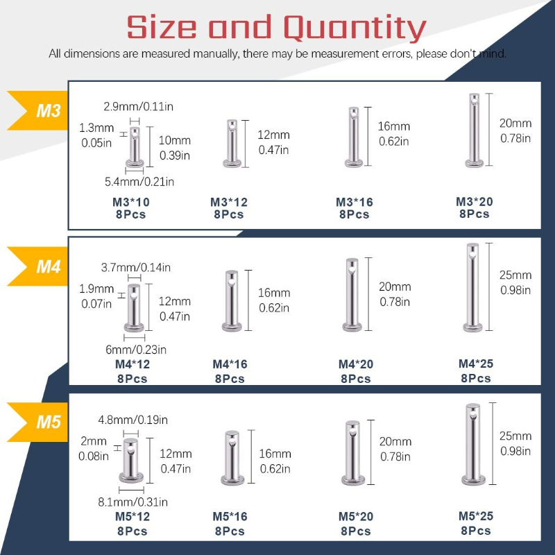 96pcs 304 Stainless Steel Metr - Head Pin Assorted ulasan dan harga