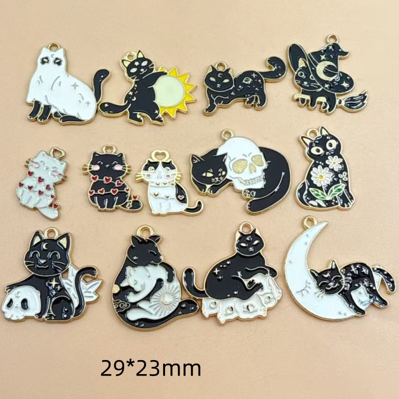 10pcs Liontin Kucing Hitam Ena - Jewelry Making ulasan dan harga