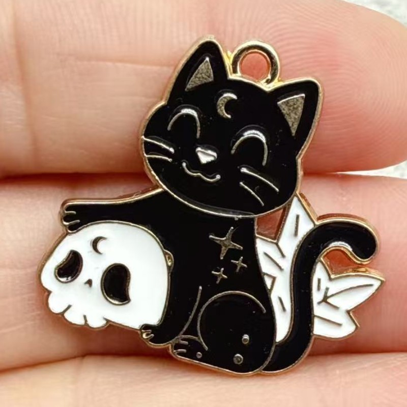 10pcs Liontin Kucing Hitam Ena - Jewelry Making ulasan dan harga