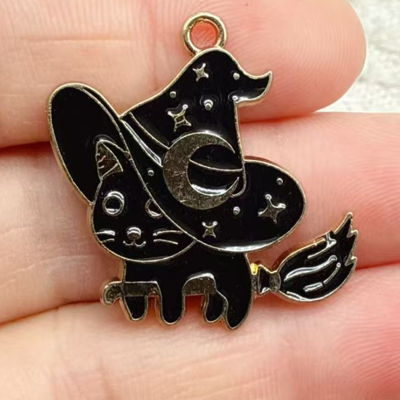 10pcs Liontin Kucing Hitam Ena - Jewelry Making ulasan dan harga