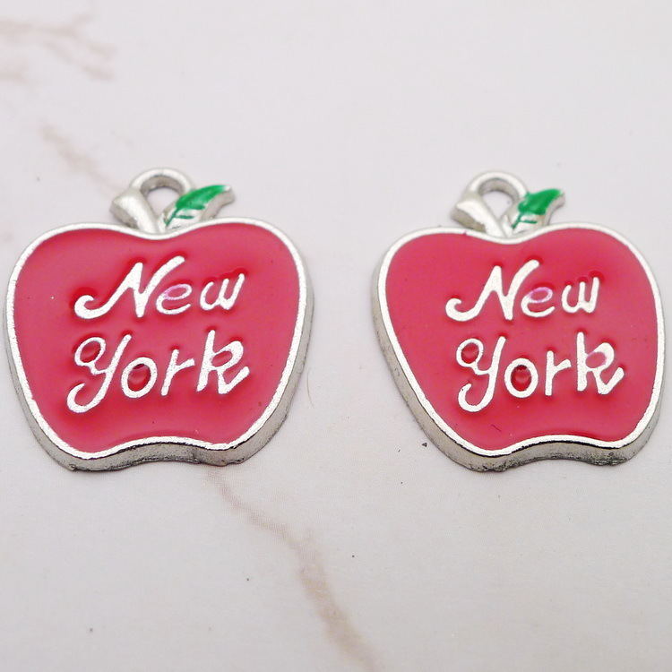 10Pcs Liontin Enamel Apel New  - Jewelry Making New York ulasan dan harga