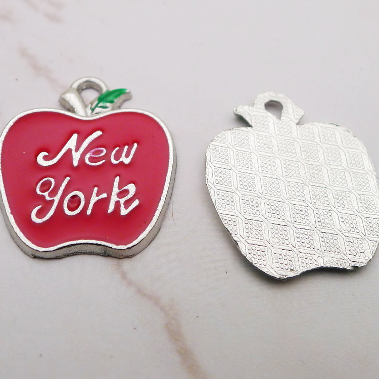 10Pcs Liontin Enamel Apel New  - Jewelry Making New York ulasan dan harga