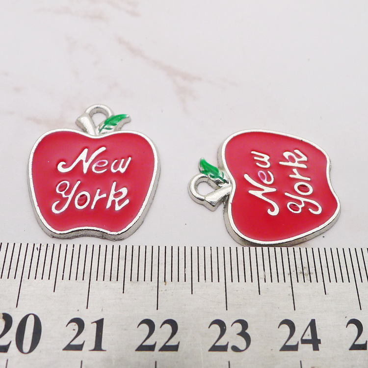 10Pcs Liontin Enamel Apel New  - Jewelry Making New York ulasan dan harga