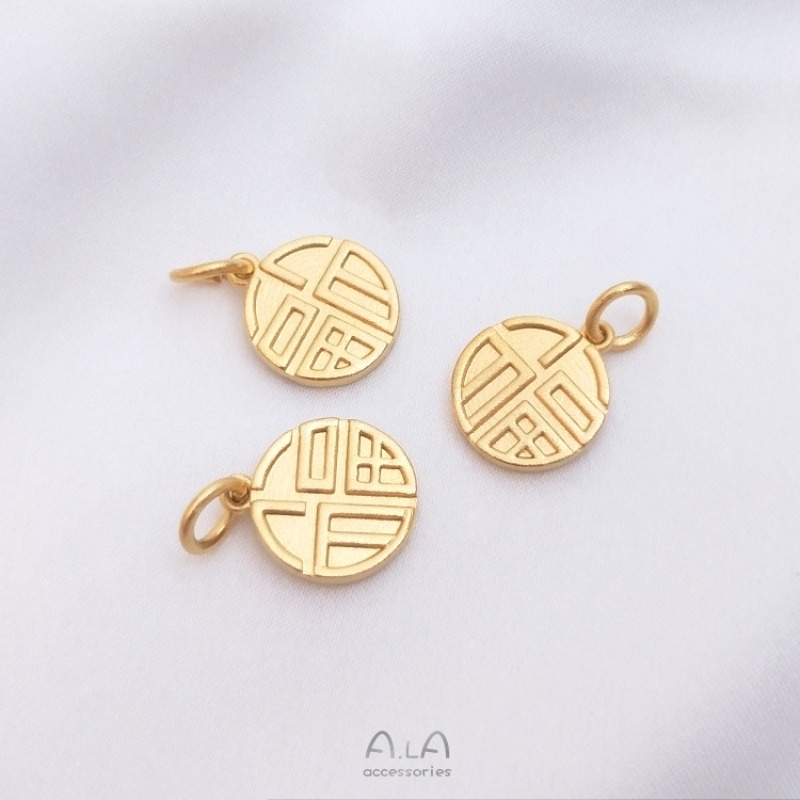 Liontin Karakter Fu Emas Pasir - Jewelry Making Vietnam ulasan dan harga